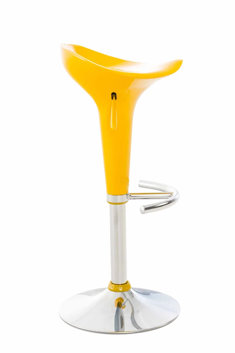 Tabouret de bar x1 avec repose-pieds assise pivotante en plastique jaune et métal chromé 10_0005369