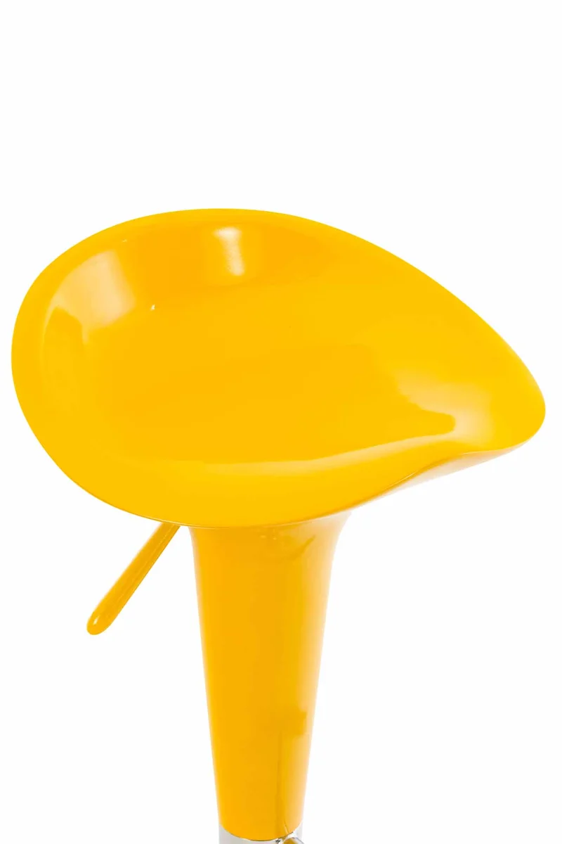 Tabouret de bar x1 avec repose-pieds assise pivotante en plastique jaune et métal chromé 10_0005369