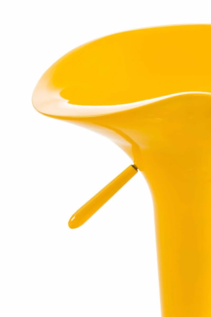 Tabouret de bar x1 avec repose-pieds assise pivotante en plastique jaune et métal chromé 10_0005369