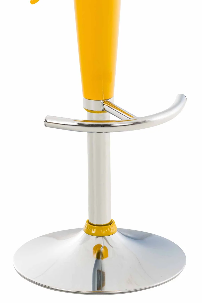 Tabouret de bar x1 avec repose-pieds assise pivotante en plastique jaune et métal chromé 10_0005369