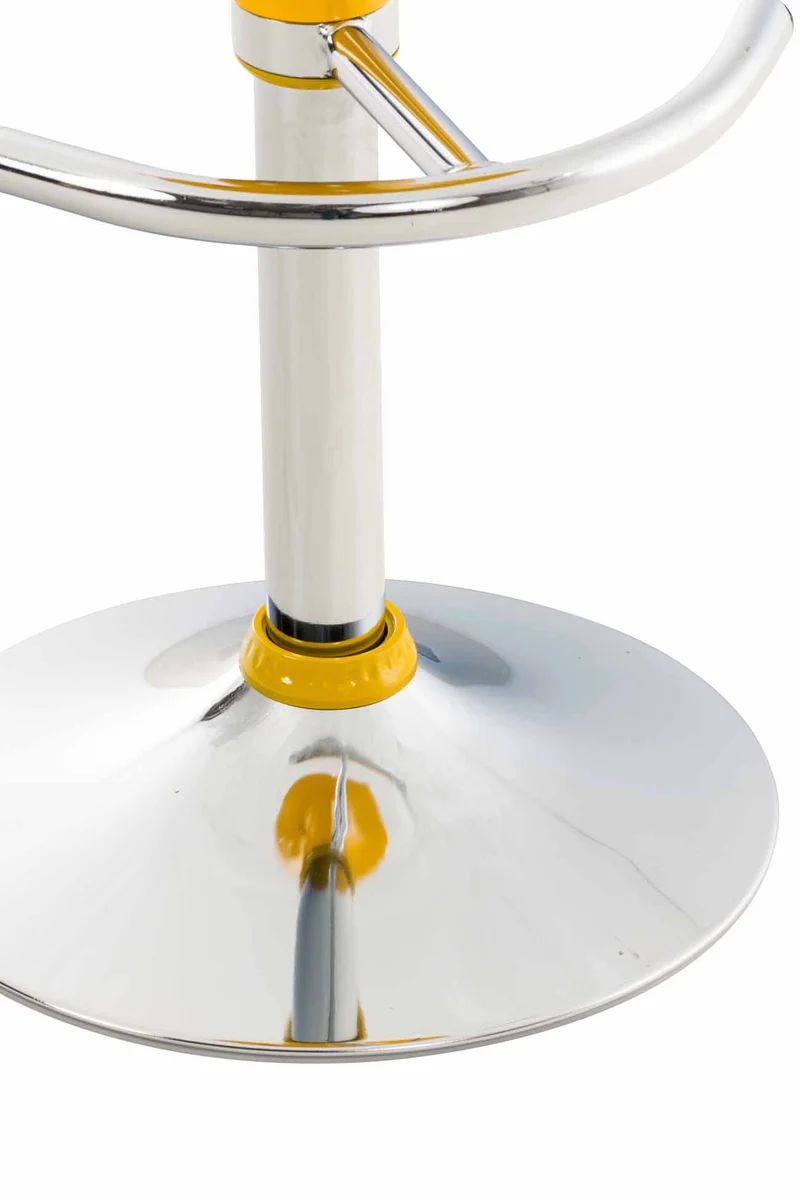 Tabouret de bar x1 avec repose-pieds assise pivotante en plastique jaune et métal chromé 10_0005369