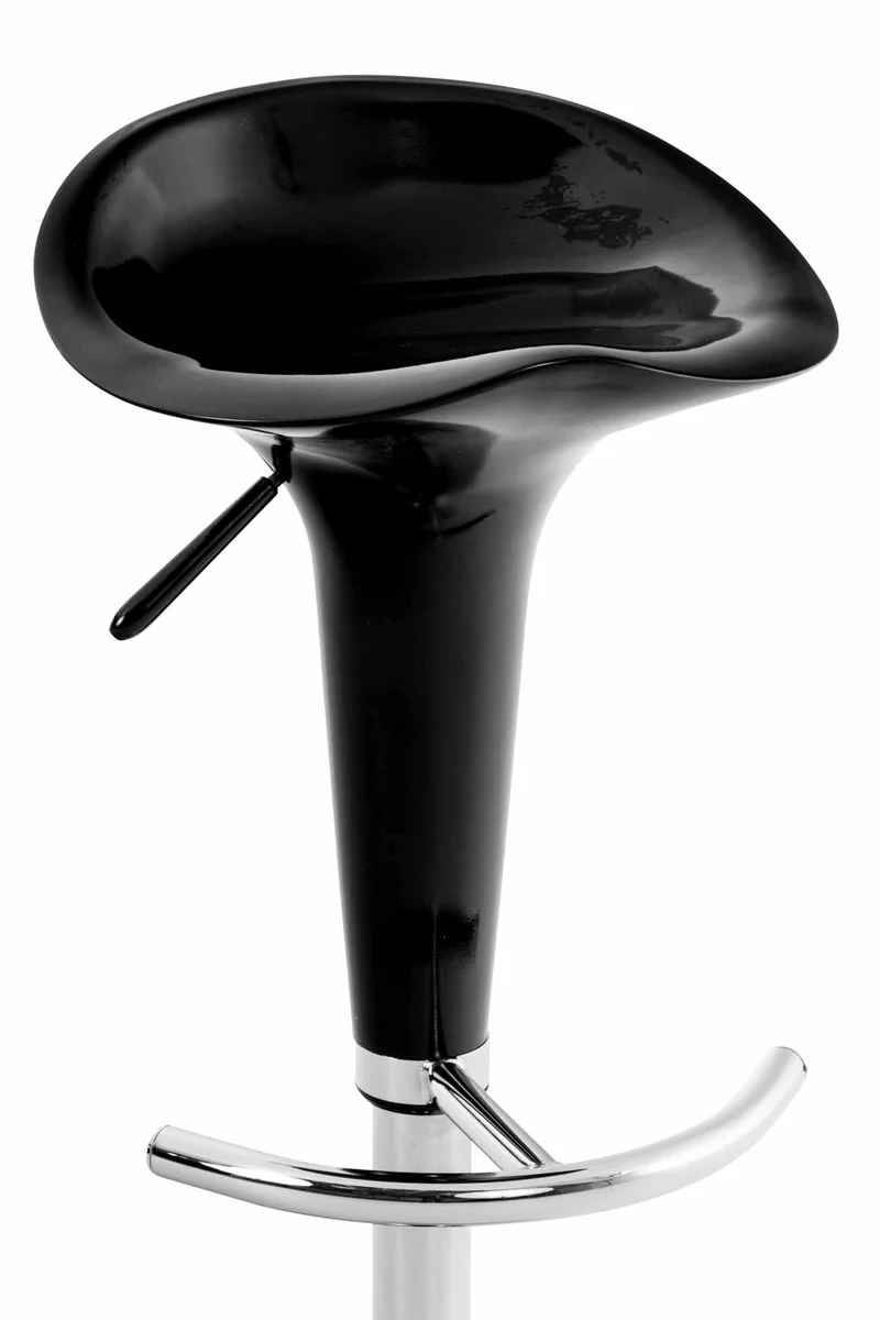 Tabouret de bar x1 avec repose-pieds assise pivotante en plastique noir et métal chromé 10_0005367
