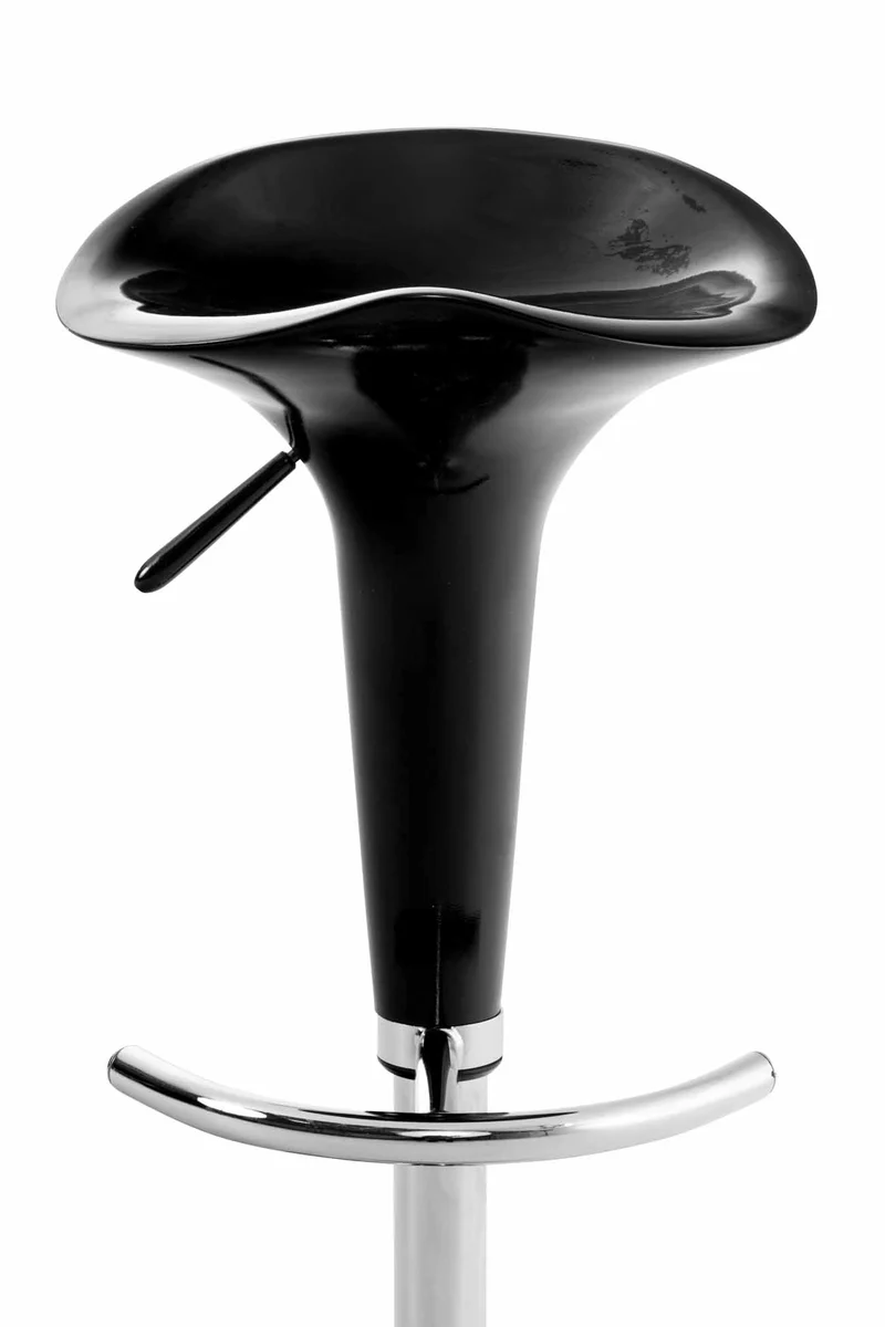 Tabouret de bar x1 avec repose-pieds assise pivotante en plastique noir et métal chromé 10_0005367