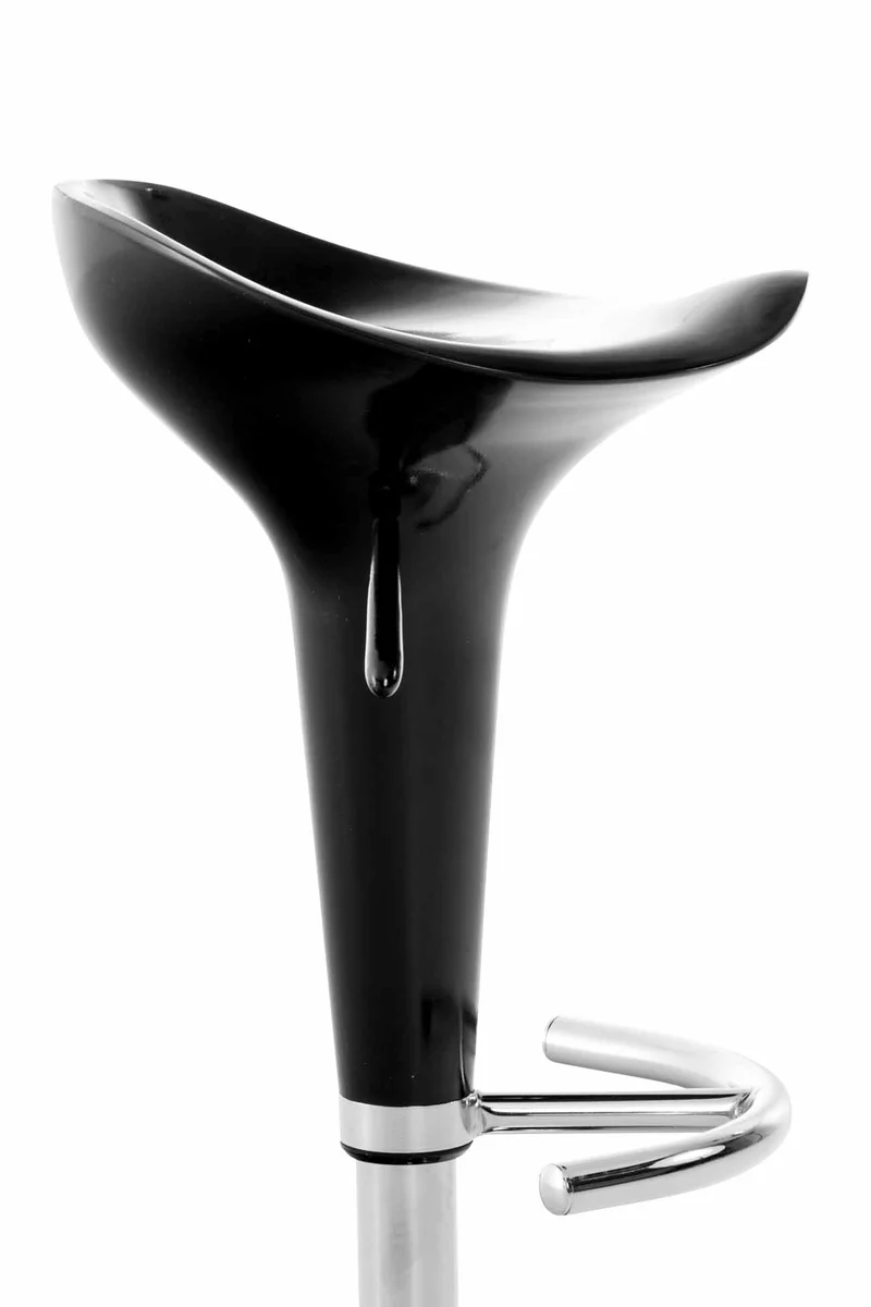 Tabouret de bar x1 avec repose-pieds assise pivotante en plastique noir et métal chromé 10_0005367