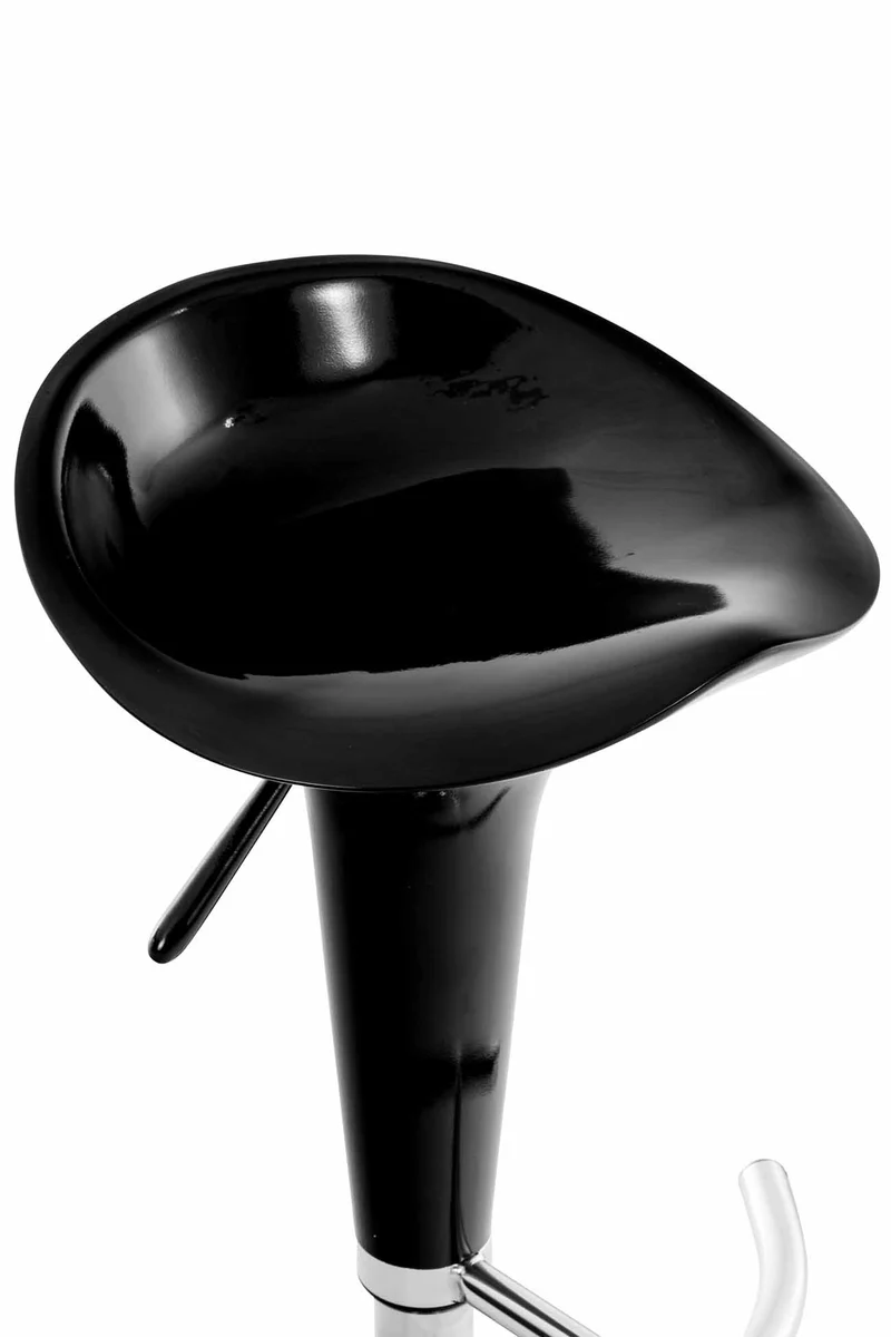 Tabouret de bar x1 avec repose-pieds assise pivotante en plastique noir et métal chromé 10_0005367