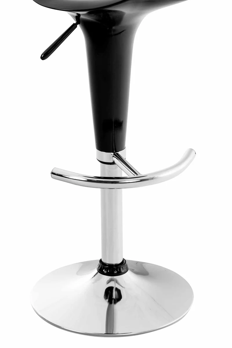 Tabouret de bar x1 avec repose-pieds assise pivotante en plastique noir et métal chromé 10_0005367