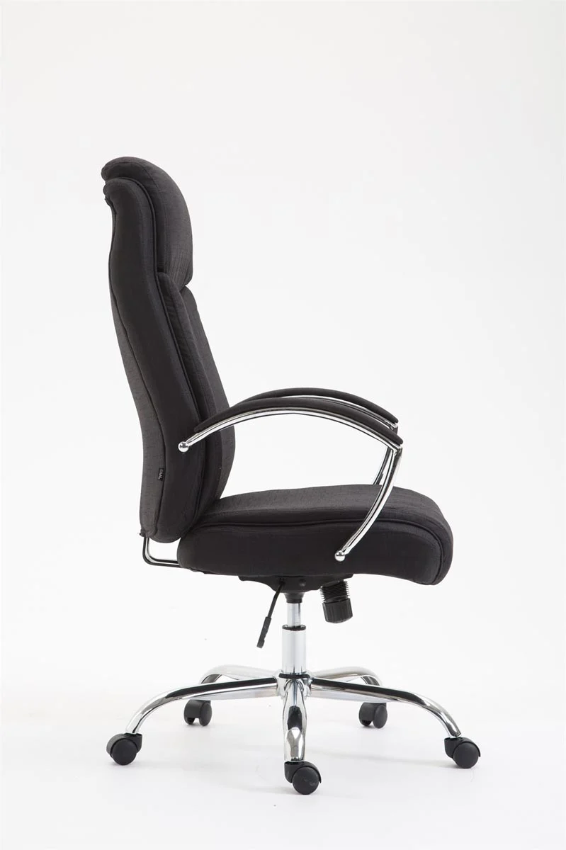 Fauteuil de bureau XL mécanisme d'inclinaison pivotant en tissu noir et métal chromé 10_0002710
