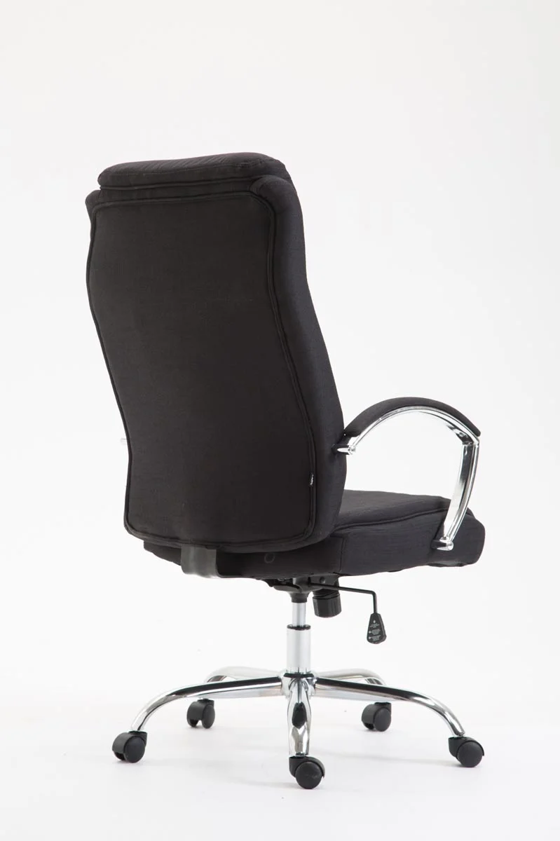 Fauteuil de bureau XL mécanisme d'inclinaison pivotant en tissu noir et métal chromé 10_0002710
