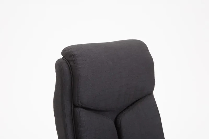 Fauteuil de bureau XL mécanisme d'inclinaison pivotant en tissu noir et métal chromé 10_0002710