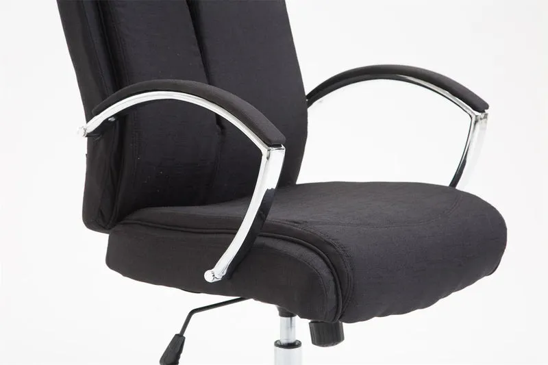 Fauteuil de bureau XL mécanisme d'inclinaison pivotant en tissu noir et métal chromé 10_0002710