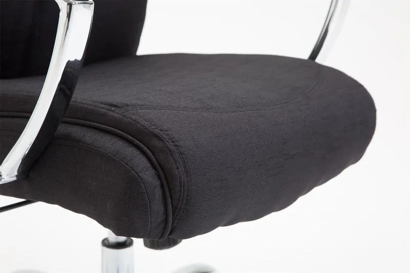 Fauteuil de bureau XL mécanisme d'inclinaison pivotant en tissu noir et métal chromé 10_0002710
