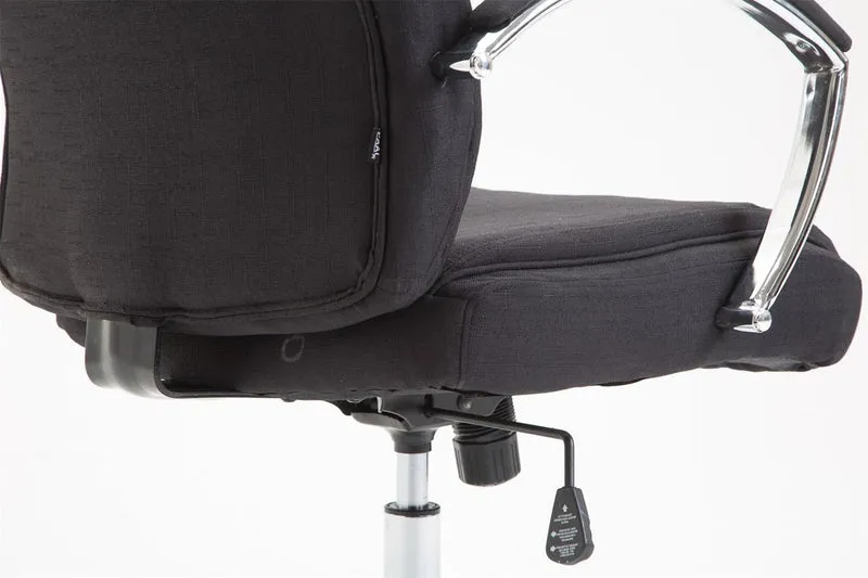 Fauteuil de bureau XL mécanisme d'inclinaison pivotant en tissu noir et métal chromé 10_0002710
