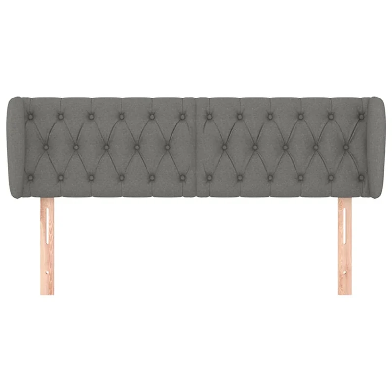Tête de lit accessoire couchage chambre à coucher meuble capitonné avec rebord latéral 163 x 23 x 78/88 cm tissu gris foncé TDL0204973
