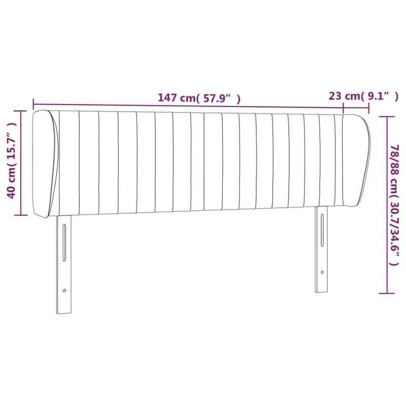 Tête de lit accessoire couchage chambre à coucher meuble avec rebord latéral 147 x 23 x 78/88 cm tissu gris foncé TDL0204996