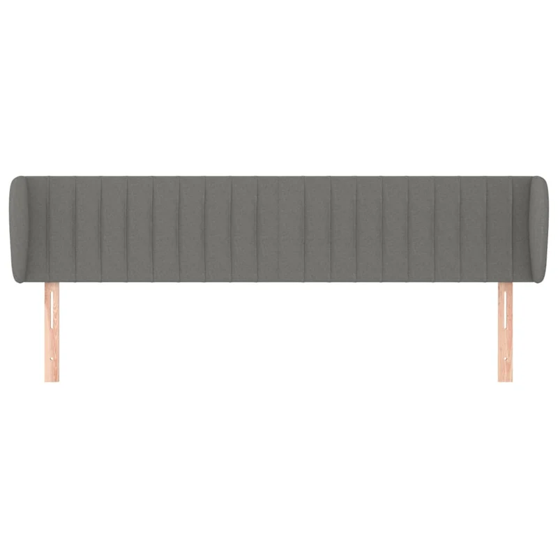 Tête de lit accessoire couchage chambre à coucher meuble avec rebord latéral 203 x 23 x 78/88 cm tissu gris foncé TDL0204921