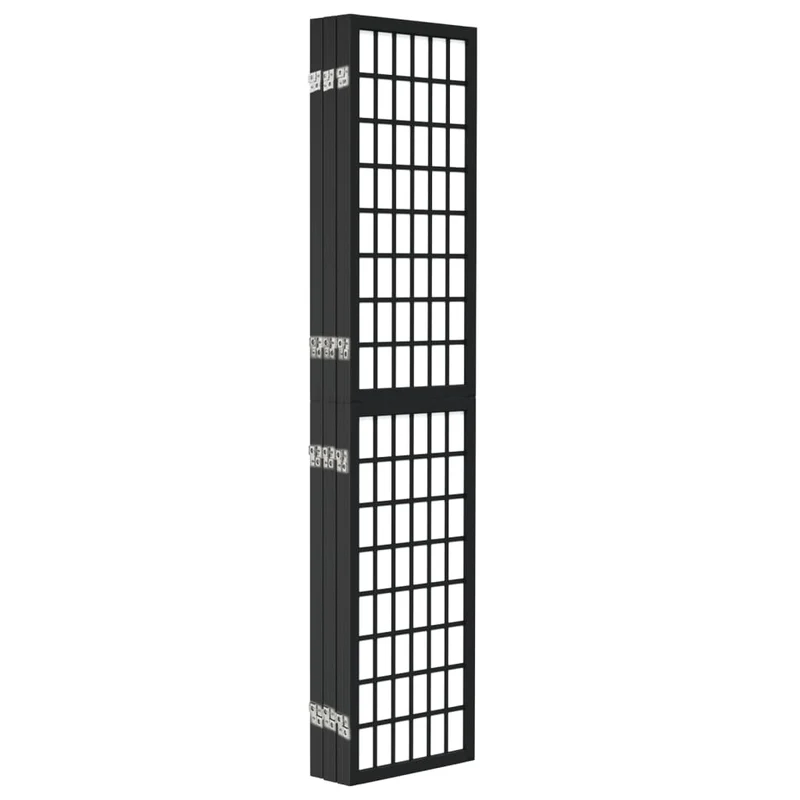Paravent séparateur de pièce cloison pliable 6 panneaux 240 x 170 cm bois de sapin noir et papier de riz DEC031186