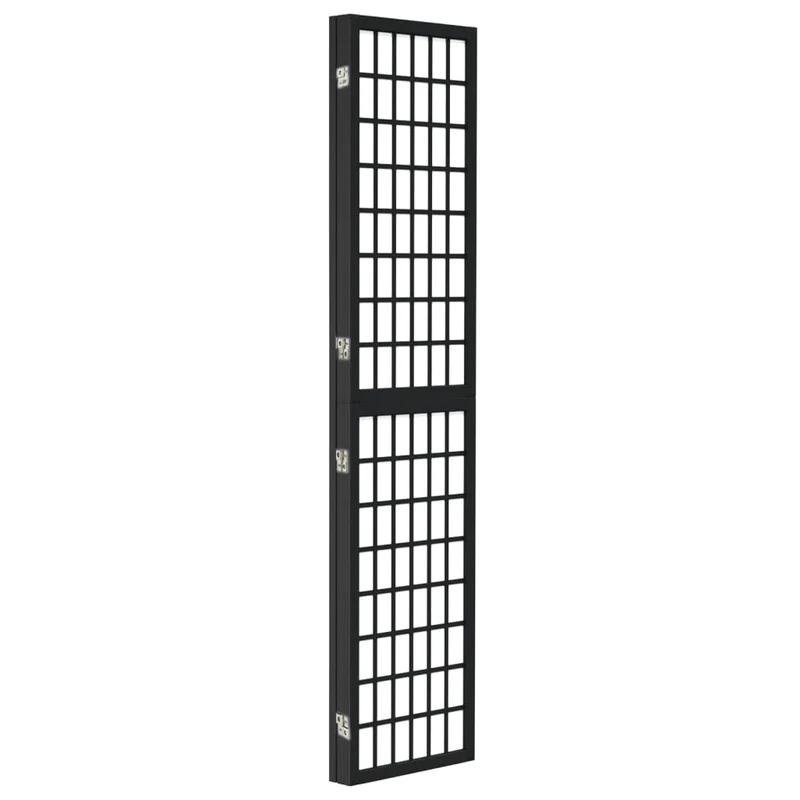 Paravent séparateur de pièce cloison pliable 3 panneaux 120 x 170 cm bois de sapin noir et papier de riz DEC031177