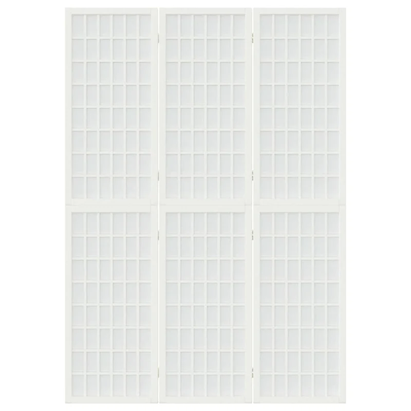 Paravent séparateur de pièce cloison pliable 3 panneaux 120 x 170 cm bois de sapin blanc et papier de riz DEC031176
