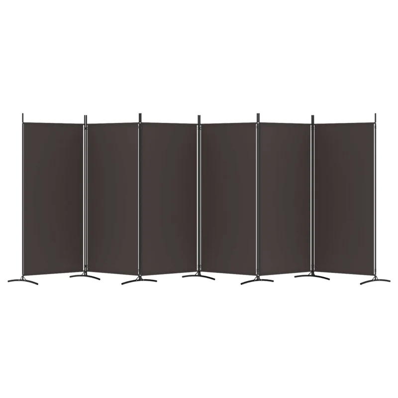 Séparateur de pièce cloison 6 panneaux 520 x 180 cm tissu marron et fer DEC031089