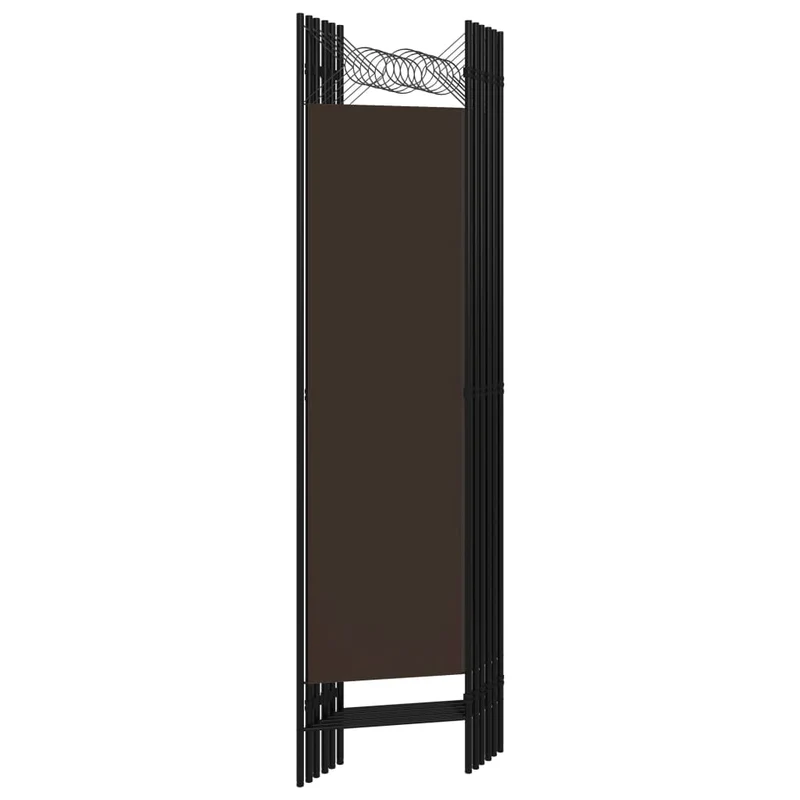 Paravent séparateur de pièce cloison 6 panneaux 240 x 180 cm tissu marron et acier DEC031082