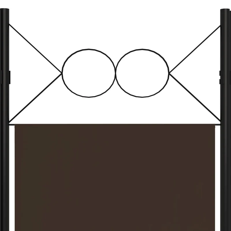 Paravent séparateur de pièce cloison 6 panneaux 240 x 180 cm tissu marron et acier DEC031082