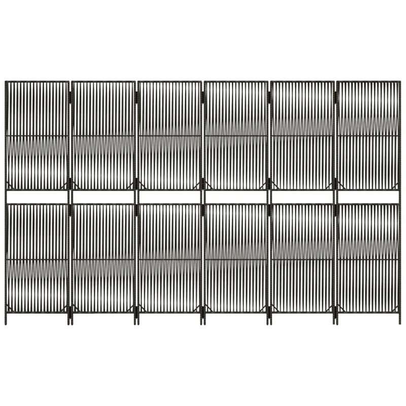 Paravent séparateur de pièce cloison 6 panneaux en résine tressée gris et acier DEC031079