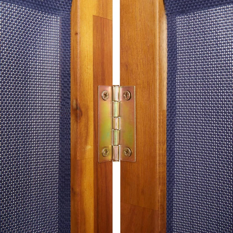 Paravent séparateur de pièce cloison 6 panneaux 420 x 180 cm textilène bleu et bois DEC031071
