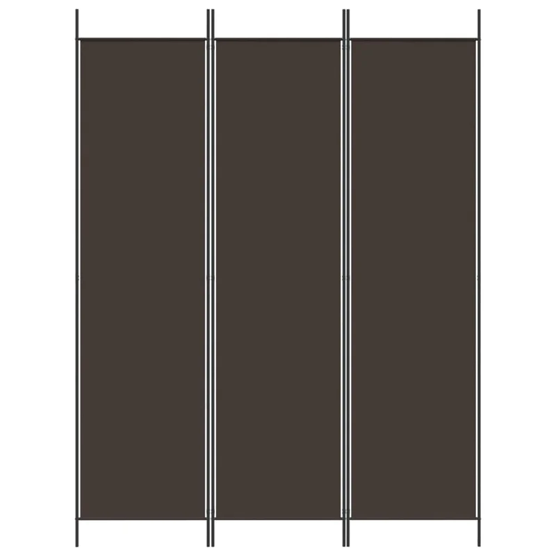 Paravent séparateur de pièce cloison 3 panneaux 150 x 200 cm tissu marron et acier DEC030776