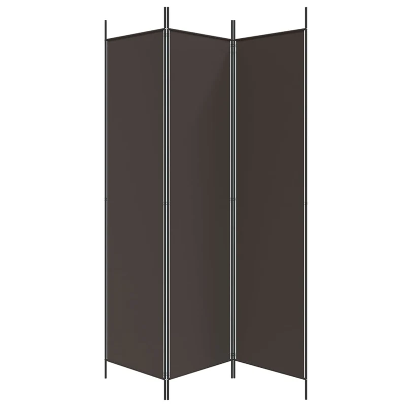 Paravent séparateur de pièce cloison 3 panneaux 150 x 200 cm tissu marron et acier DEC030776
