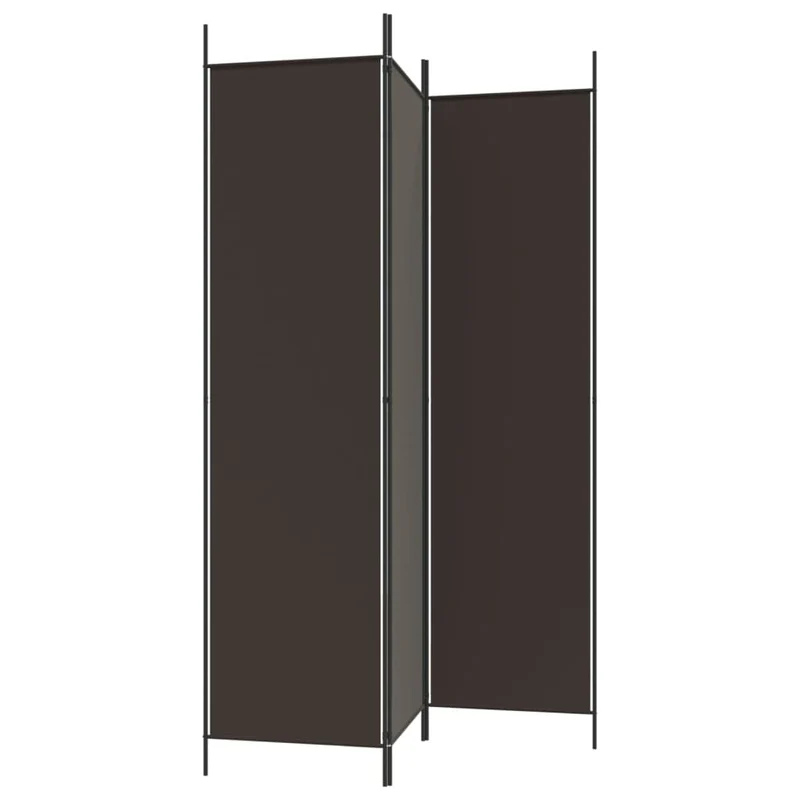 Paravent séparateur de pièce cloison 3 panneaux 150 x 200 cm tissu marron et acier DEC030776