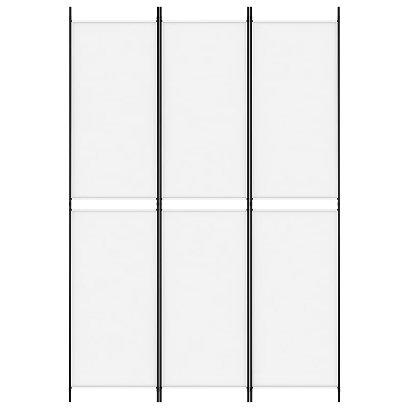 Paravent séparateur de pièce cloison 3 panneaux 150 x 220 cm tissu blanc et fer DEC030743