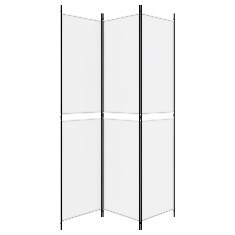Paravent séparateur de pièce cloison 3 panneaux 150 x 220 cm tissu blanc et fer DEC030743