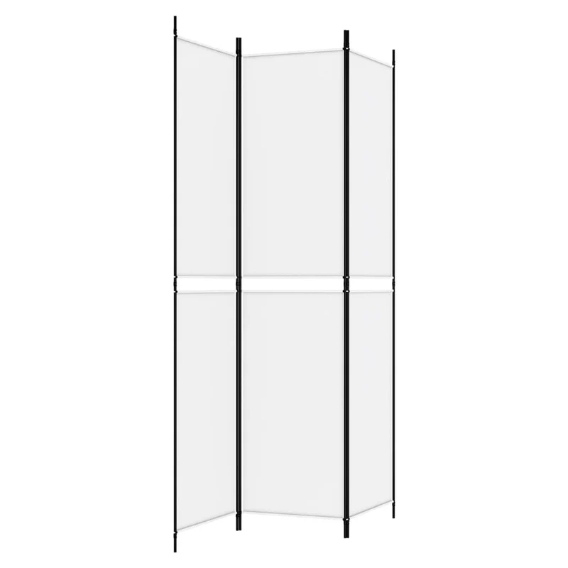 Paravent séparateur de pièce cloison 3 panneaux 150 x 220 cm tissu blanc et fer DEC030743