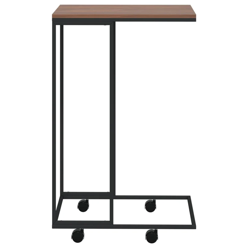 Table d'appoint en forme de C sur roulettes 40 x 30 x 63,5 cm bois d'ingénierie marron et fer noir DEC031297