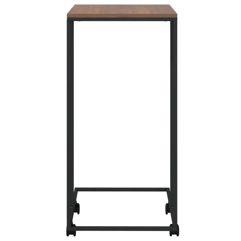 Table d'appoint en forme de C sur roulettes 40 x 30 x 63,5 cm bois d'ingénierie marron et fer noir DEC031297