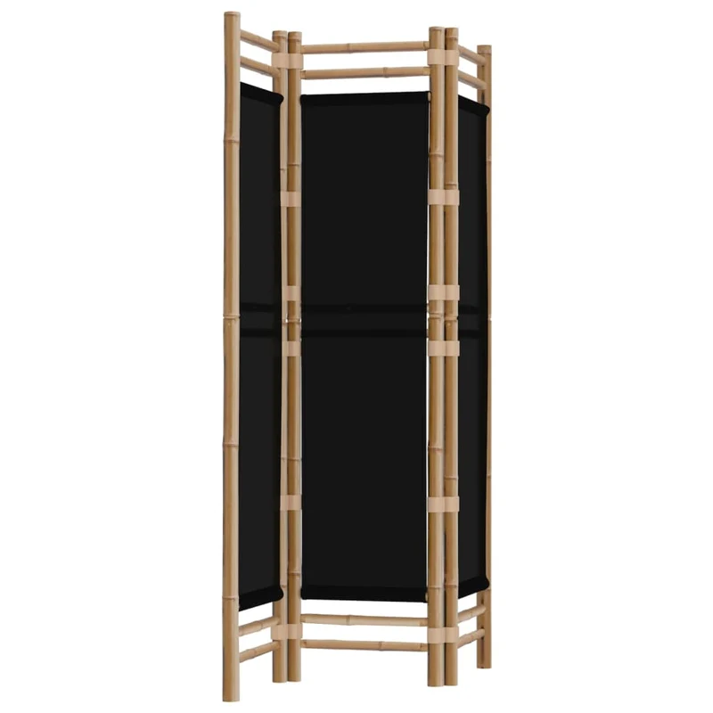 Paravent séparateur de pièce cloison pliante 3 panneaux 120 cm bambou et toile noir DEC031187