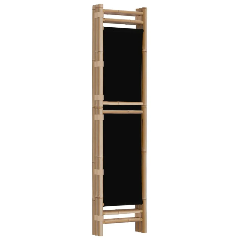 Paravent séparateur de pièce cloison pliante 3 panneaux 120 cm bambou et toile noir DEC031187