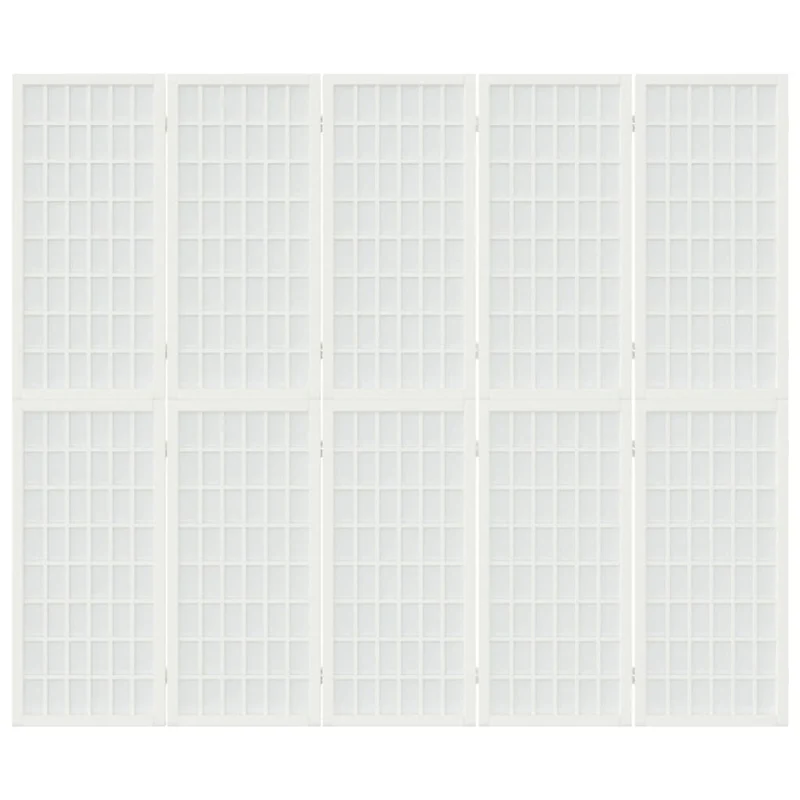 Paravent séparateur de pièce cloison pliable 5 panneaux 200 x 170 cm bois de sapin blanc DEC031182