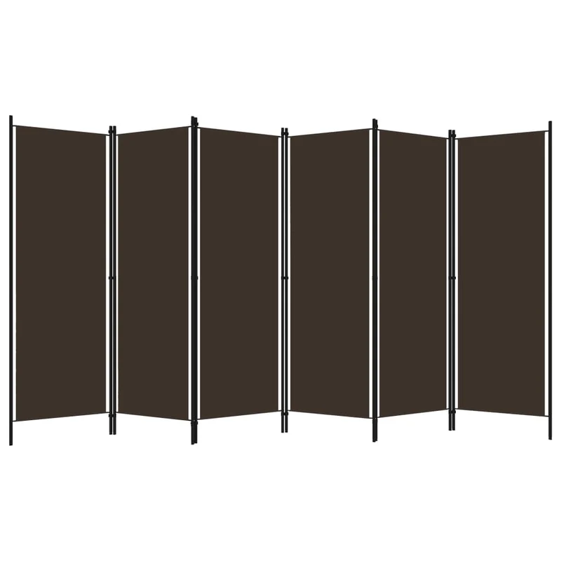 Séparateur de pièce cloison 6 panneaux 300 x 180 cm tissu marron et fer DEC031084