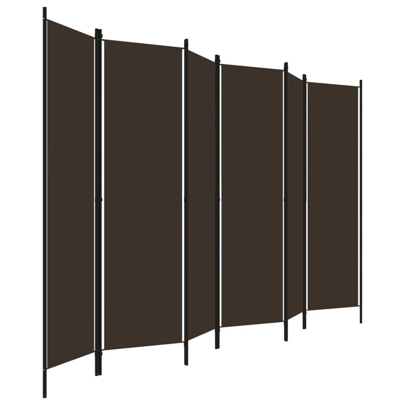 Séparateur de pièce cloison 6 panneaux 300 x 180 cm tissu marron et fer DEC031084