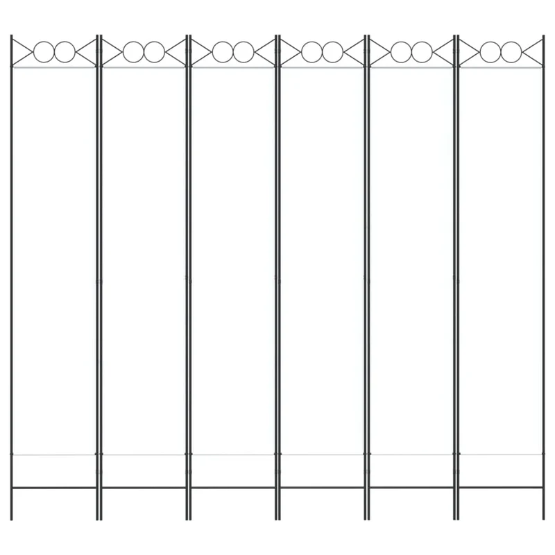 Paravent séparateur de pièce cloison 6 panneaux 240 x 220 cm tissu blanc et fer DEC031046