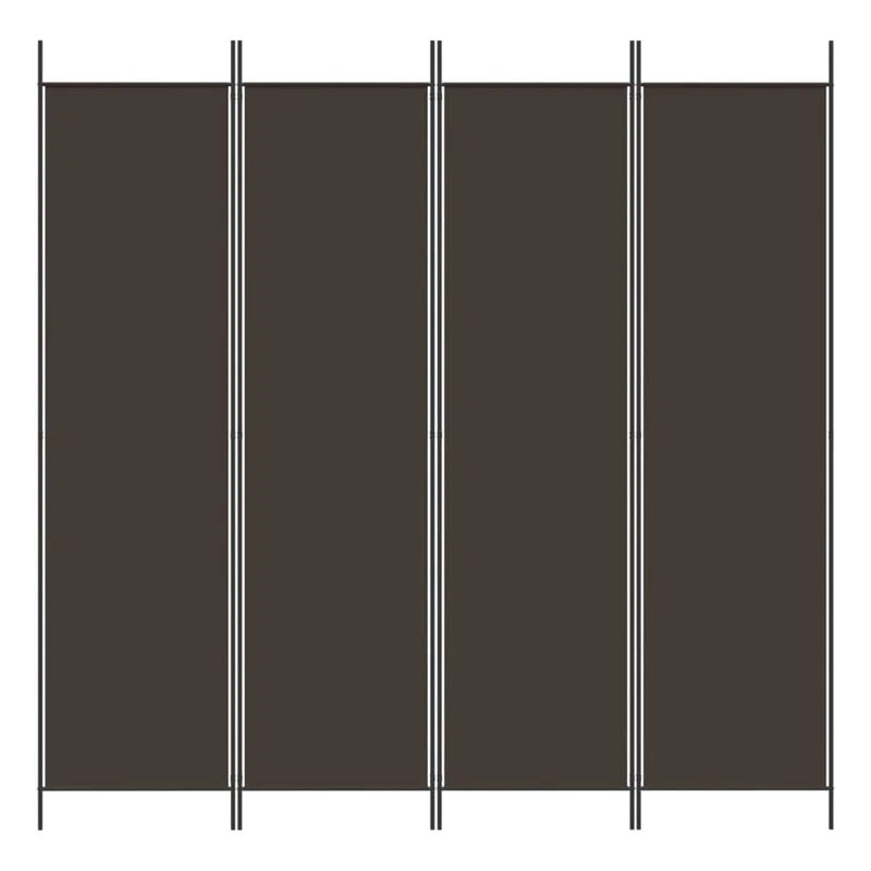 Paravent séparateur de pièce cloison 4 panneaux 200 x 200 cm tissu marron et fer DEC030874