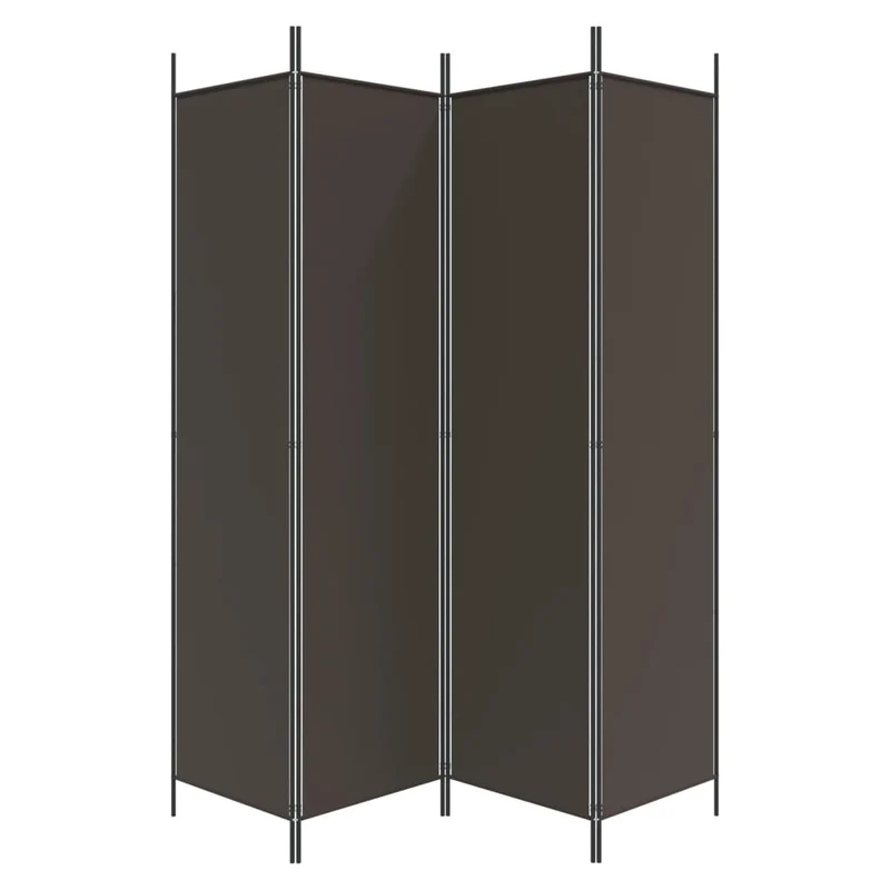 Paravent séparateur de pièce cloison 4 panneaux 200 x 200 cm tissu marron et fer DEC030874