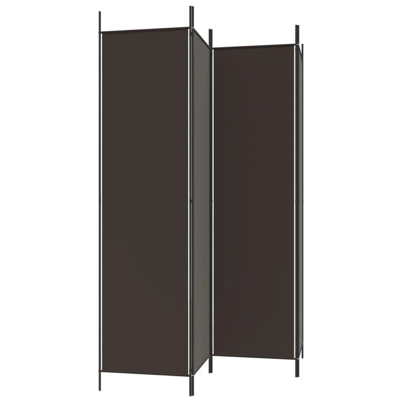 Paravent séparateur de pièce cloison 4 panneaux 200 x 200 cm tissu marron et fer DEC030874