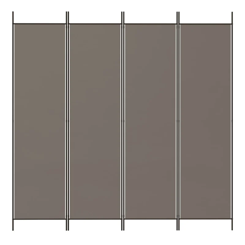 Paravent séparateur de pièce cloison 4 panneaux 200 x 220 cm tissu anthracite et fer DEC030826