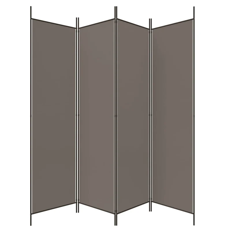 Paravent séparateur de pièce cloison 4 panneaux 200 x 220 cm tissu anthracite et fer DEC030826