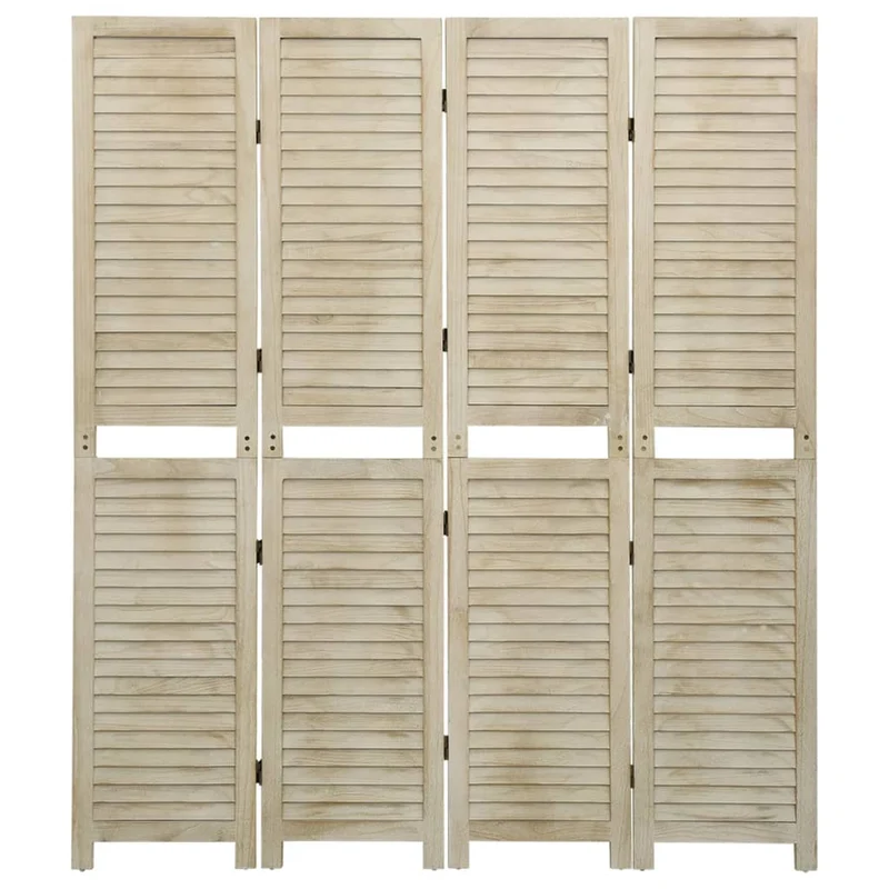 Paravent séparateur de pièce cloison 4 panneaux 140 x 165 cm bois de paulownia marron clair DEC030816