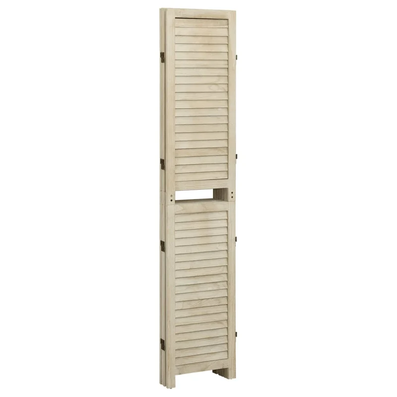 Paravent séparateur de pièce cloison 4 panneaux 140 x 165 cm bois de paulownia marron clair DEC030816