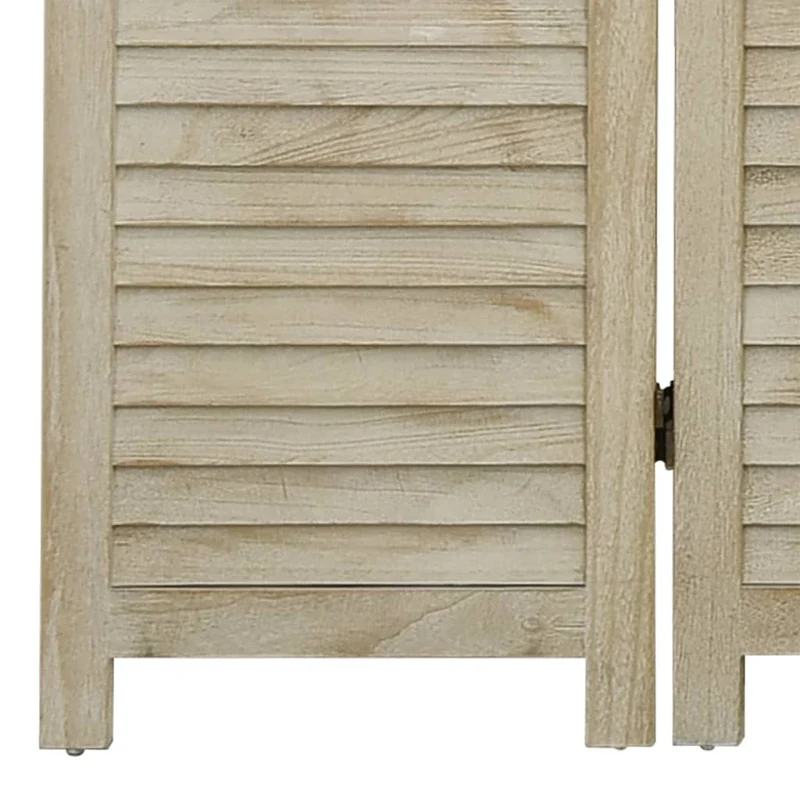 Paravent séparateur de pièce cloison 4 panneaux 140 x 165 cm bois de paulownia marron clair DEC030816