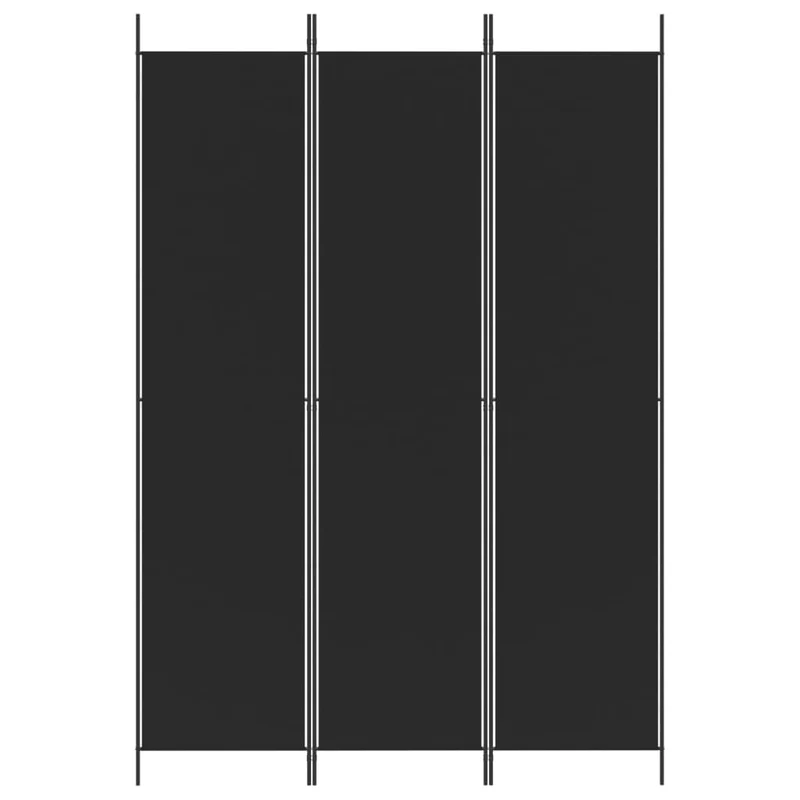 Paravent séparateur de pièce cloison 3 panneaux 150 x 220 cm tissu noir et fer DEC030800